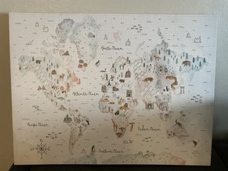 Kids Wall Art Canvas World Map