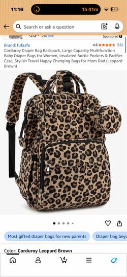 Cheetah diaper bag
