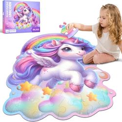 45 Pcs Unicorn Floor Puzzle for Kids Ages 3-6 Years Old- Large Toddler Puzzles Set, Educational Unicorn Activity Toys
