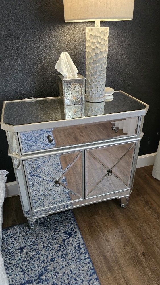 Large Mirrored Nightstand/Side Table