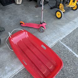 Scooter and sled for snow package deal