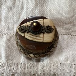Jo Marz vintage trinket box on wood stand