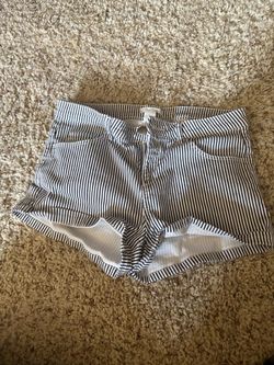 H&M Striped Denim Cutoff Shorts
