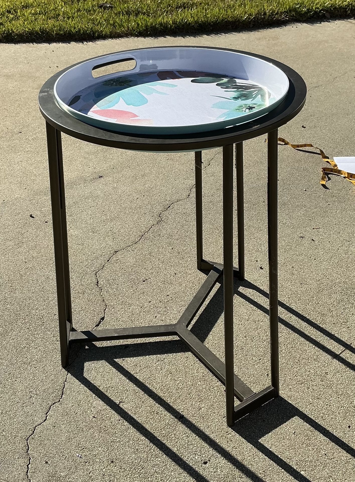 Three Legged Metal Table, Two Top Choices