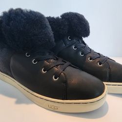UGG Croft Luxe Quilt Shearling High-Top Sneaker Boots Women’s 8 Black