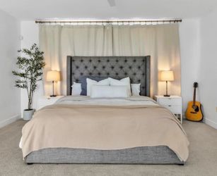 Gray Tufted Upholstered Bed Frame