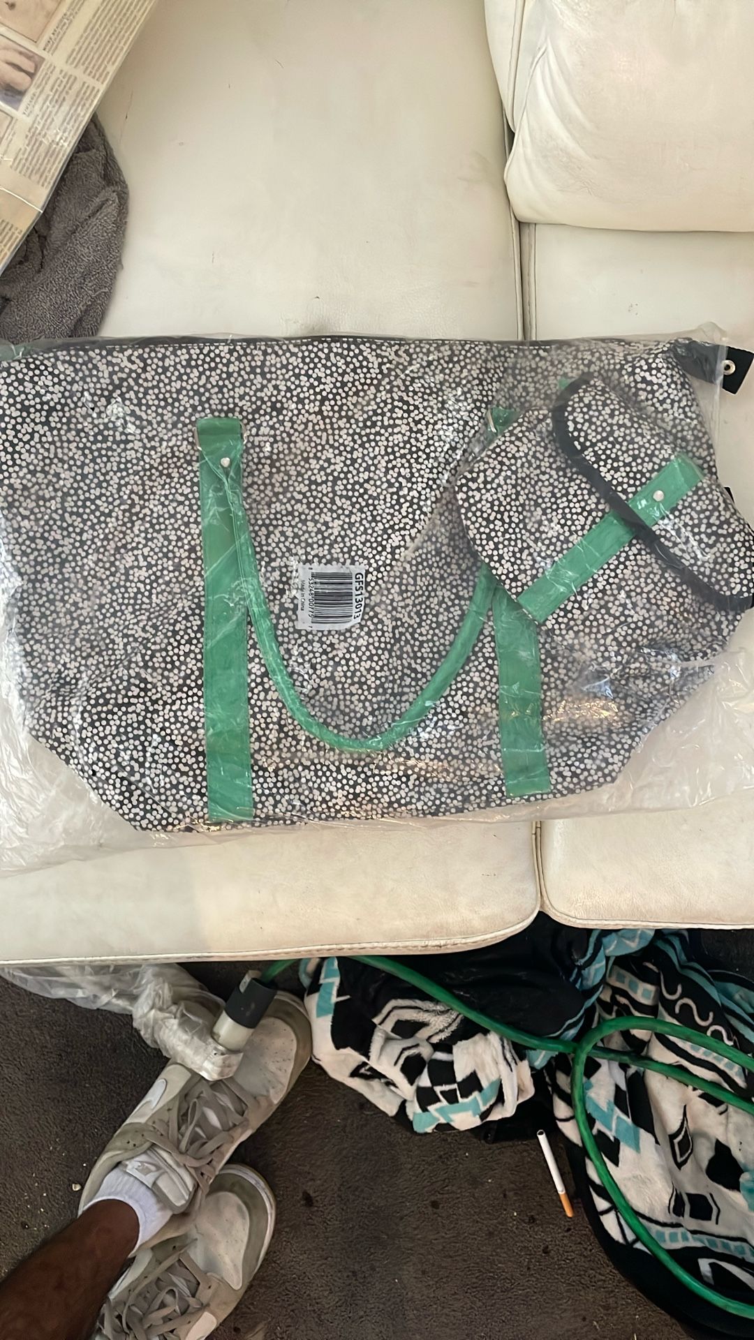 Blck And White Polkadot Tote Bag
