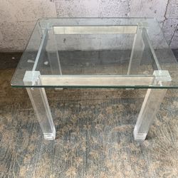 36” Vintage Lucite Coffee Table with Glass Top