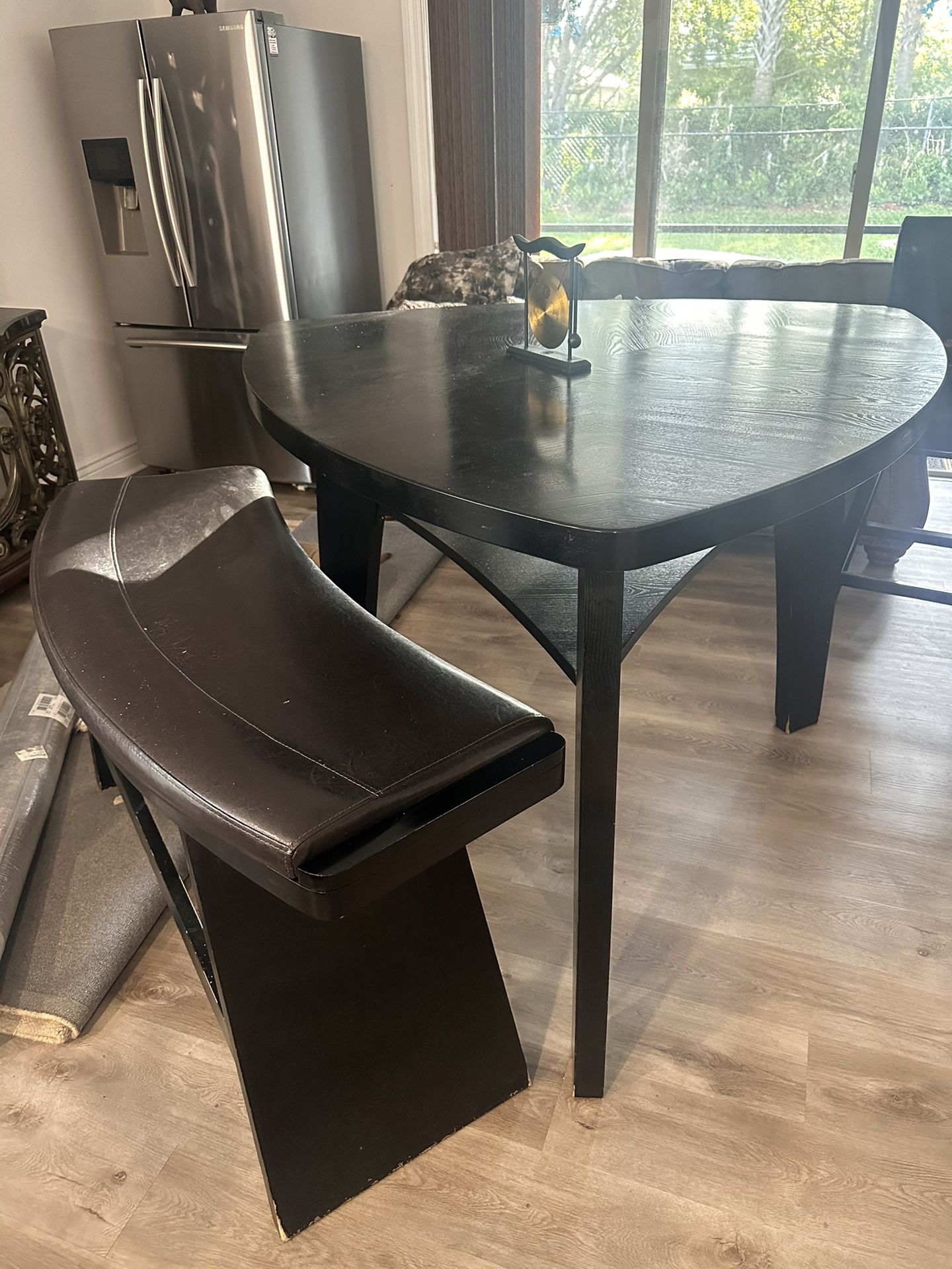 Black Kitchen Table, Tall With Chairs And Bench