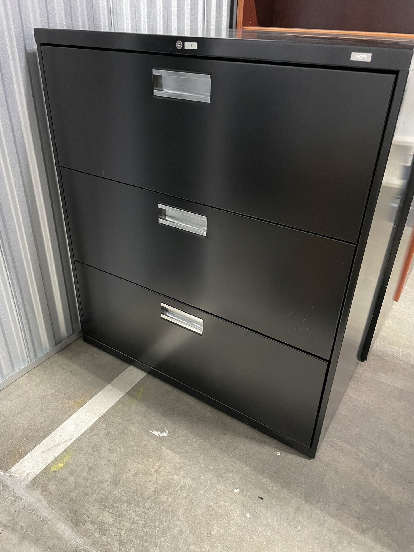 HON Black 3 Drawer Filing Cabinets For Sale