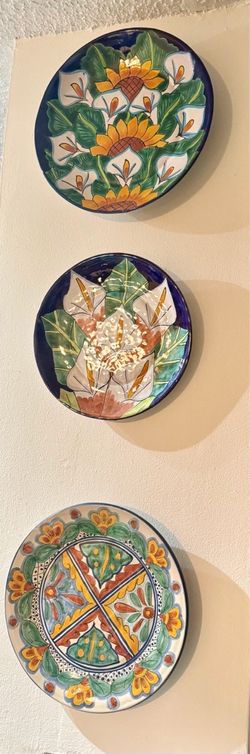 Set of 3 hand painted Ceramic Wall Plates