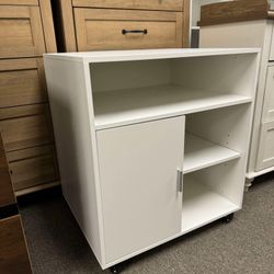 FITUEYES Rolling Mobile Printer Stand File Cabinet, White
