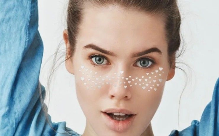 Gold Heart-Shaped Face Stickers