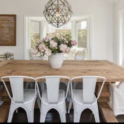 White Metal Bistro Chairs - Set Of 6