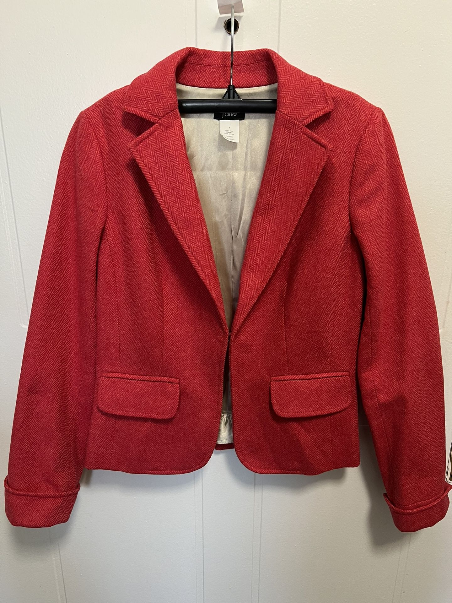 J. Crew Red 100% ~ Wool Blazer ~ Size 2