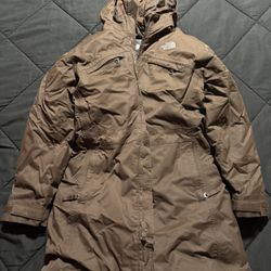 Girls North Face brown parka
