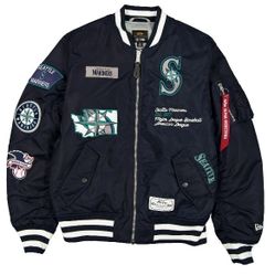 Seattle Mariners - New Era x Alpha Industries - MLB - Navy/Camo - Reversible - Full-Zip - MA-1 Bomber Jacket - Men's XXL