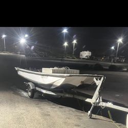 14ft Boston Whaler Type Boat With 9.9 Hp Engine And Galvanized Trailer