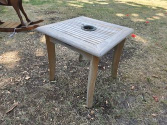 Teak Outdoor Patio Side Table with Umbrella Hole
