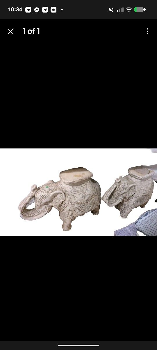 Vintage White Elephants Plaster Side Tables-