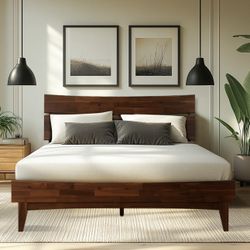 NEW & IN BOX King Solid Wood Bed Frame & King Memory Mattress