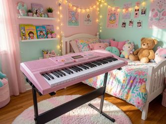 Pink Eastar Electronic Keyboard Piano Kit 61 Key for Kid’s/Beginners with Stand! Works great! Includes cord. Retails $144.31 Model EK-620S
