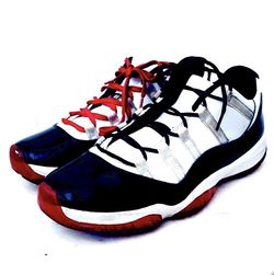 Air Jordan, Jordan 11s low concord, white black and red, size 10.5
