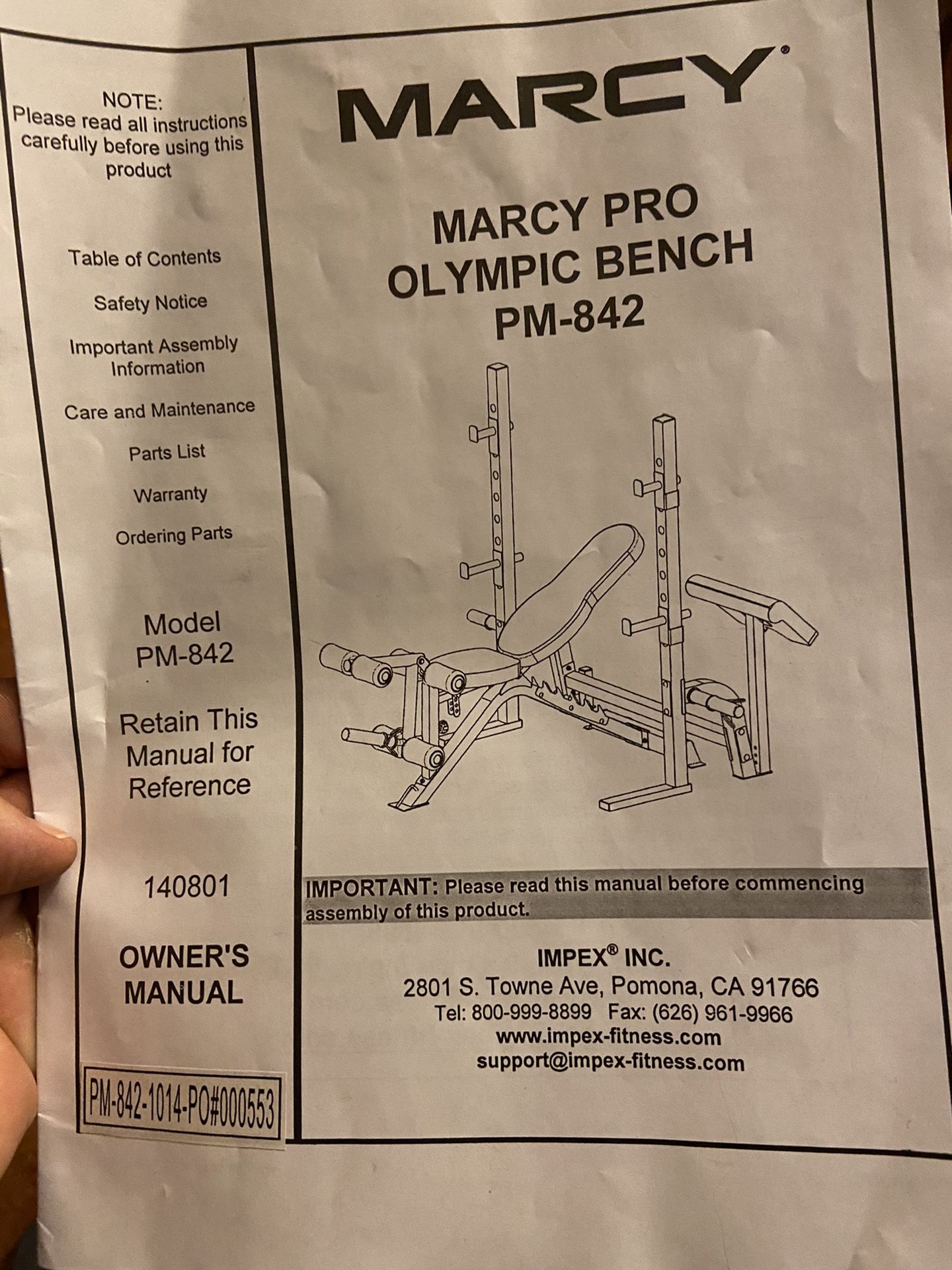 Marcy Pro 6 Position Adjustable Weight Bench w/ Preacher Curl