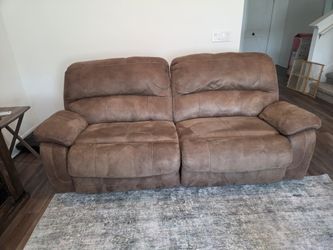 Brown Suede Recliner Sofa and 3 seater