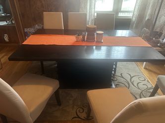Dark Wood Rectangular Dining Table