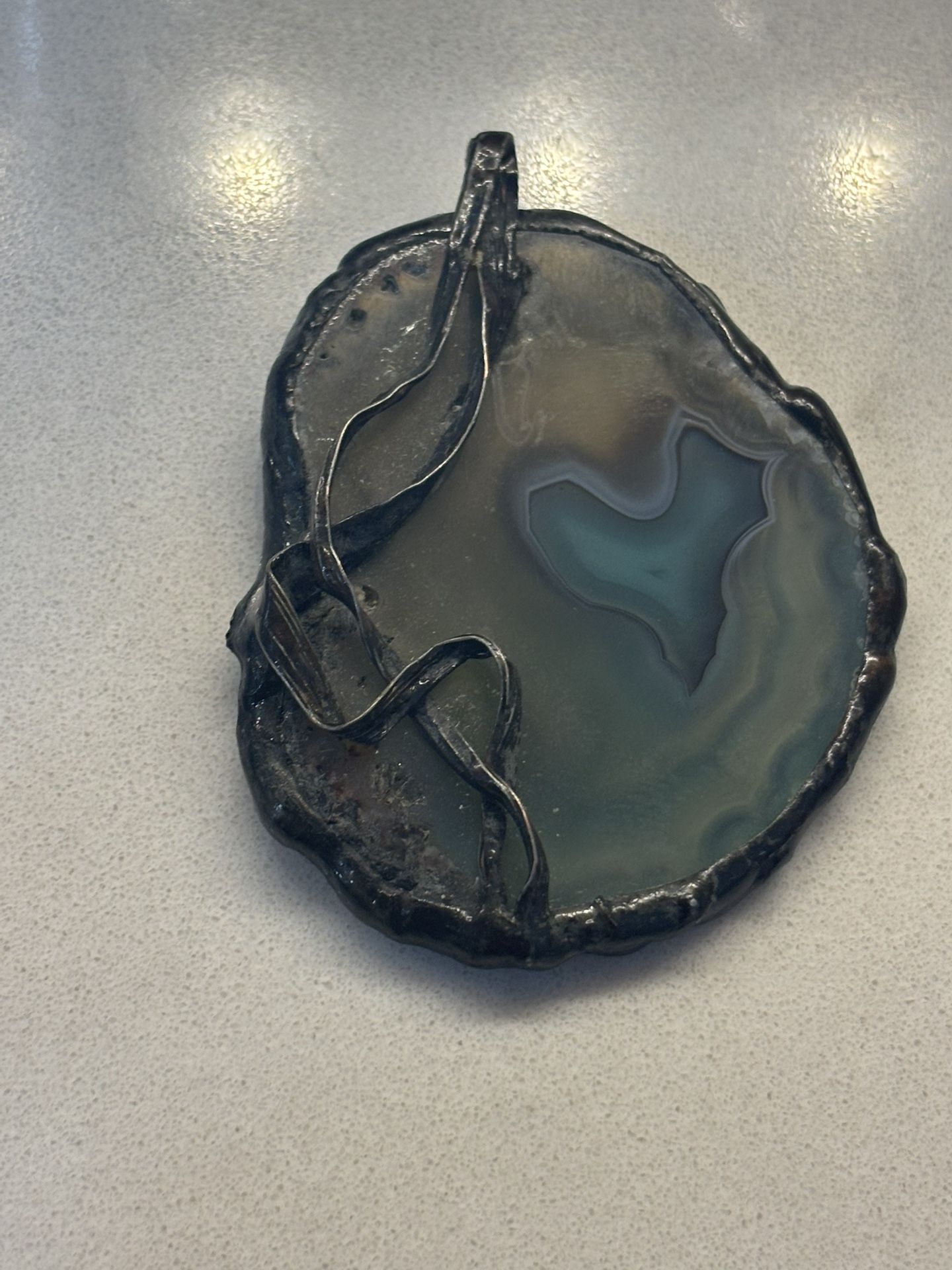 Vintage Jewelry Agate Slice Pendant