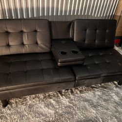 Mainstays Futon w/ Wireless Charging + Cupholders – Small Flaw –
