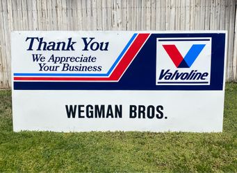 Vintage 4'x8' Valvoline Motor Oil Wegman Bros Wasco CA Shop Metal Sign Advertising
