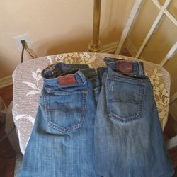 2 Pair Of Lucky Brand Blue Jeans 361 Vtg Straight S 34x30 227 Slim Boot 34x32