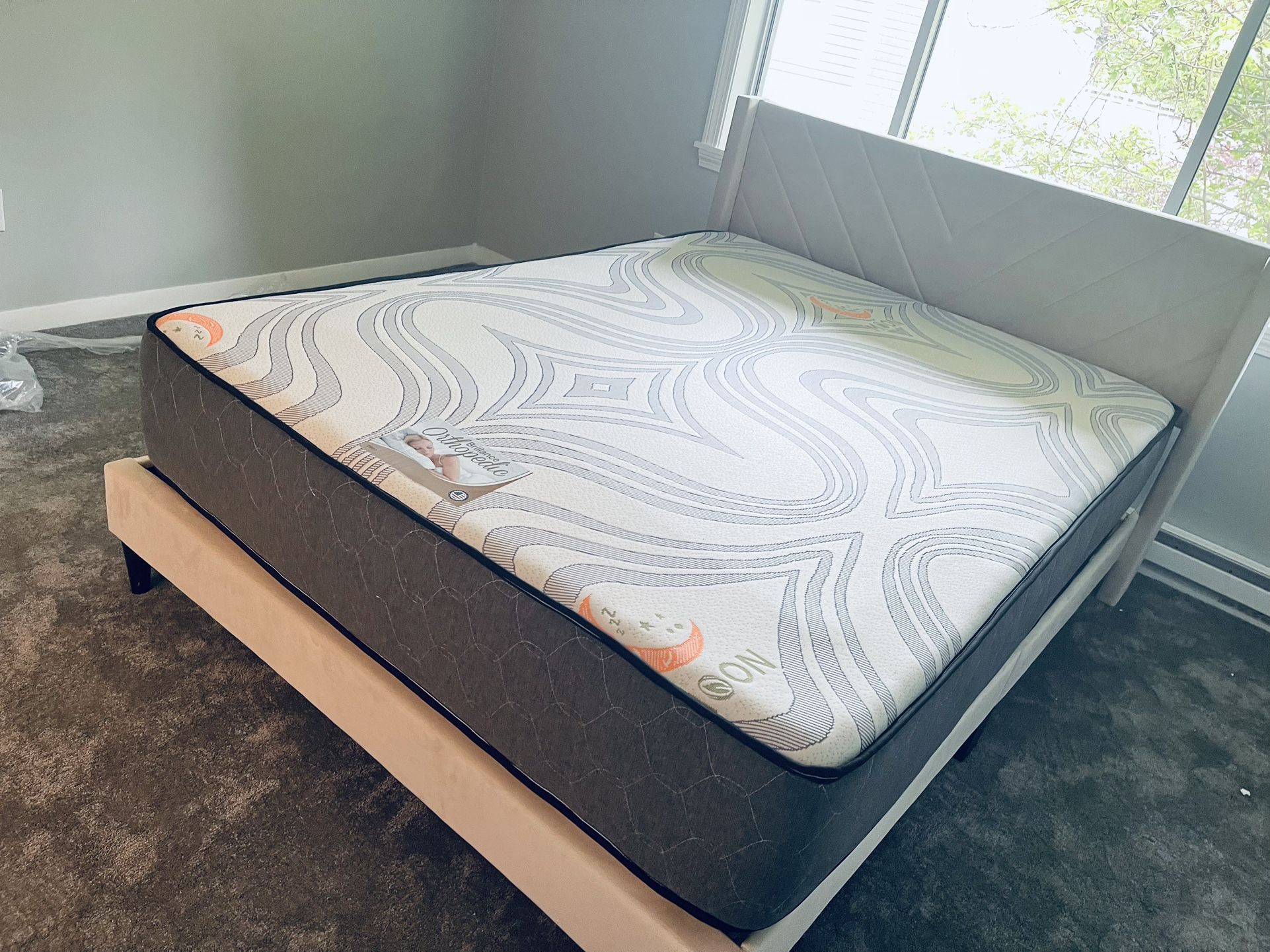 Set Queen Size Bed Frame+Mattress 12”thick Comfort & Quality Brand New We Deliver All Cities
