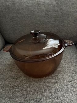 Corning Vision Amber Glass Dutch 4.5L 5QT  with Lid Vintage