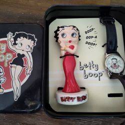 Vintage 1995 Betty Boop Fossil Watch And Collector Tin