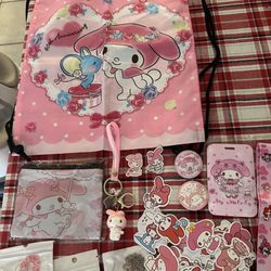 New My Melody Backpack With All Accessories Included