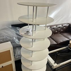 7-Tier Rotating Shoe Rack Tower with Anti-tip Fitting, 360 Spinning Rack with Steel Rods, Free Standing Round Shoe Rack, Lazy Susan Shoe Storage Organ