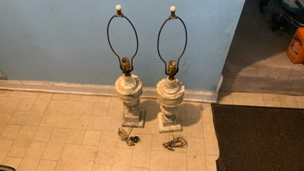 Antique Large Marble Alabaster Lamp pair