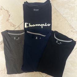 Men’s Size Large - Quick Dri & Champion Tee Shirts - Like New 