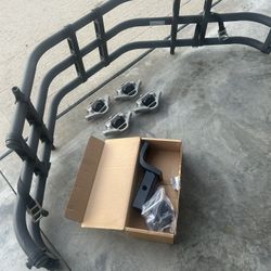 Truck Bed Extender And Towing Hitch And Bed Rail Tie Down System 