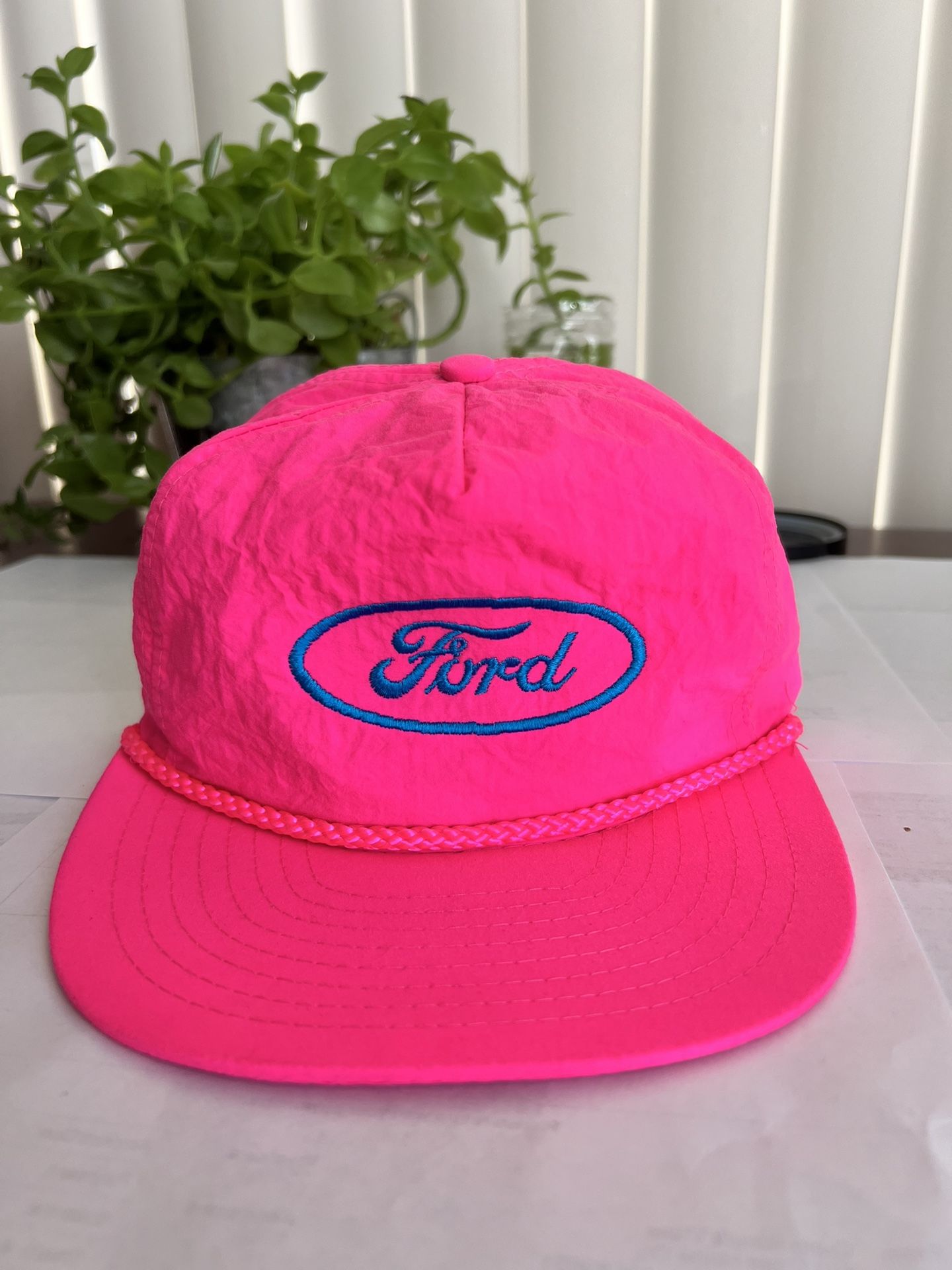1980s Vintage Ford Hot Pink Nylon Nissin Hat