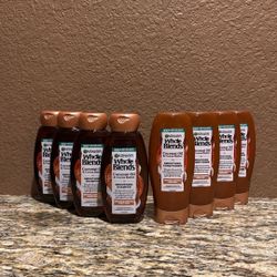 4 Pairs- Garnier Whole Blends Coconut Oil & Cocoa Butter Shampoo And Conditioner 