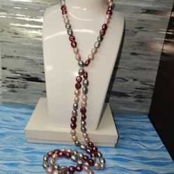 #2261, BAROQUE NECKLACE FRESHWATER NATURAL   LAVANDER PEARLS, 36"INCHE
