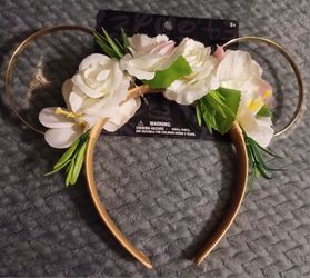 Minnie Gold Headband With Roses And Gold Ears