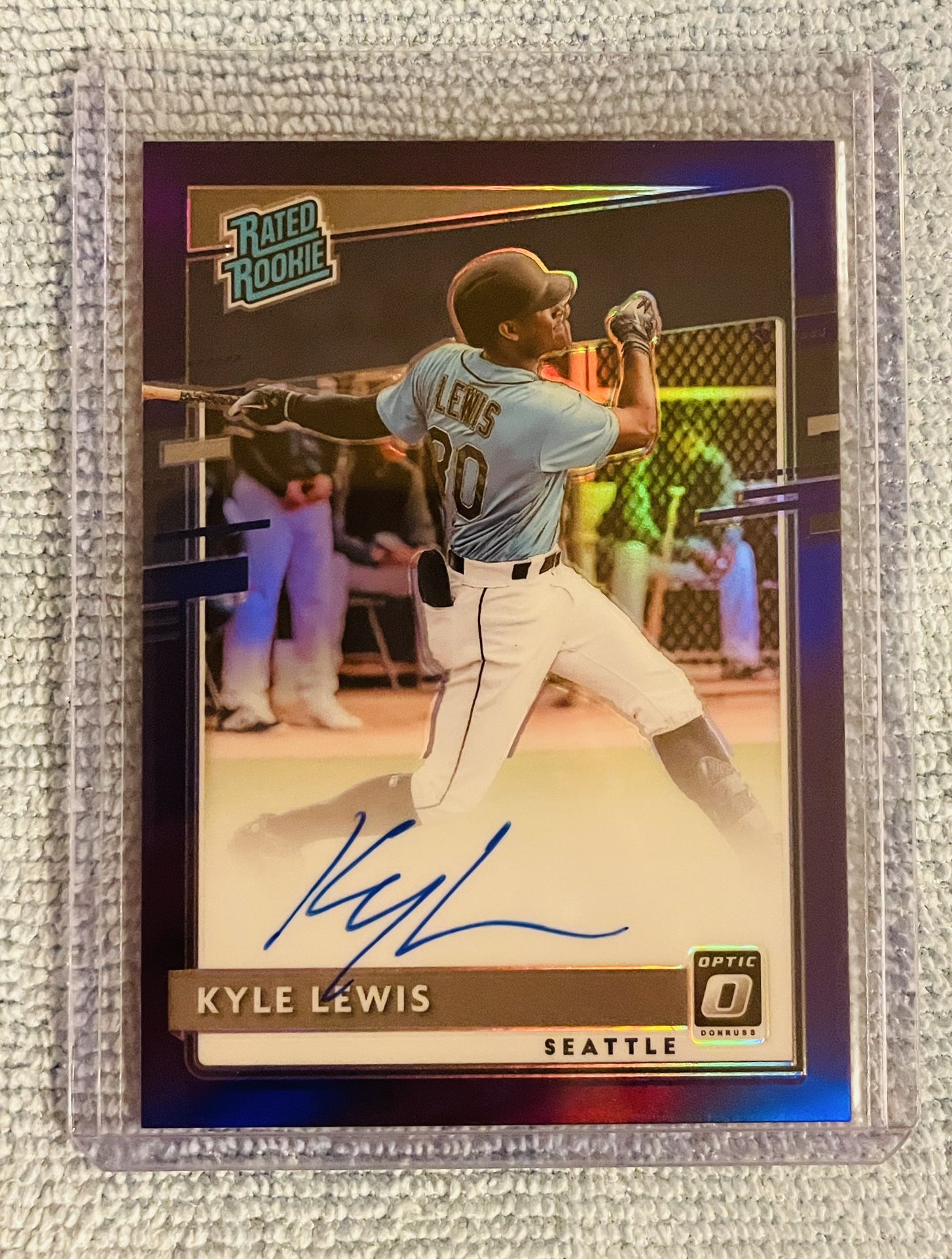 Kyle Lewis Seattle Mariners 2020 Panini Donruss Optic Rated Rookie Signatures Purple Prizm /125!