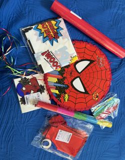 Spider-Man Piñata Balloon Tablecloth Cake topper Wrapping Paper Bundle