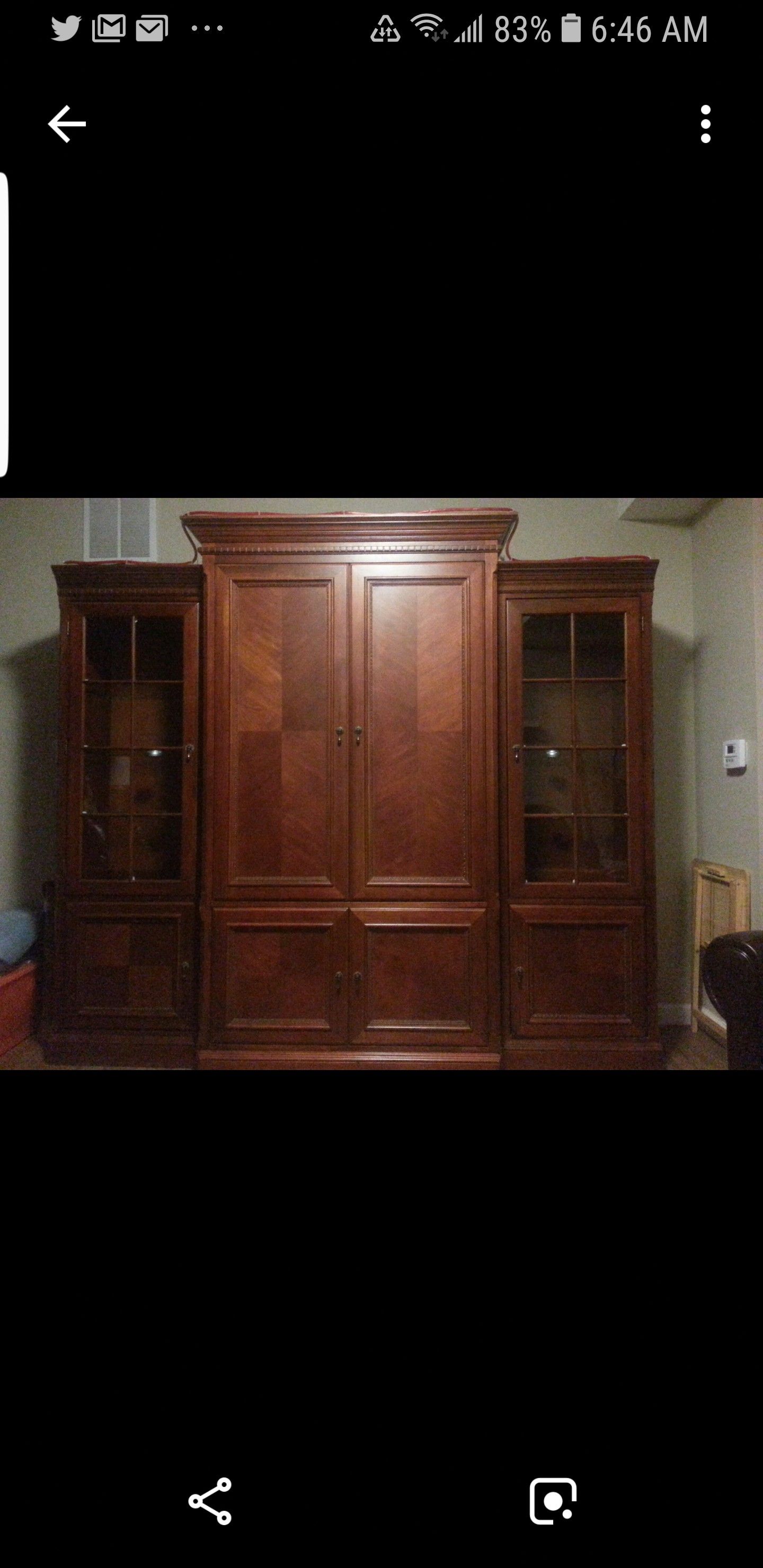 CHERRYWOOD ARMOIR W/ DISPLAY CASES