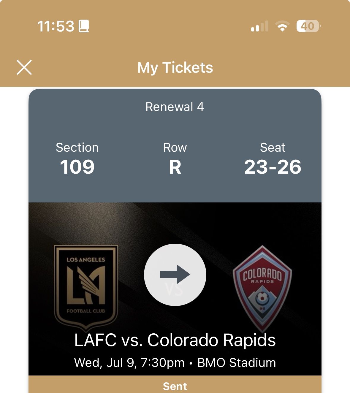 4 LA galaxy vs Colorado tickets near 3252